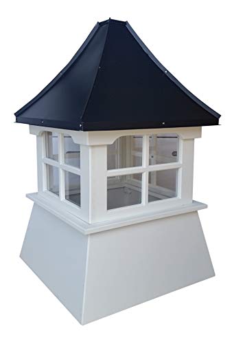 Accentua Monterey Cupola 24 in. Square 39 in. High White with Black Aluminum Roof