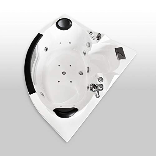 SIMBASHOPPING USA Whirlpool Corner Bathtub Hydrotherapy MIAMI 53.14" and Heater
