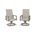 Signature Design by Ashley Beach Front Contemporary Outdoor Sling Swivel Chair Set of 2 Grey