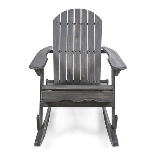 Benzara Outdoor Adirondack Rocking Chair Dark Gray