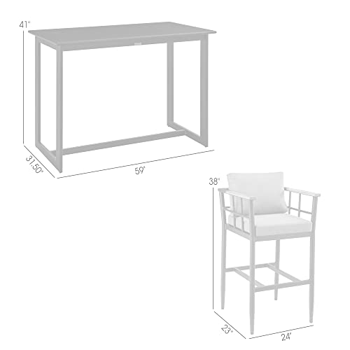 Armen Living Wiglaf Modern Outdoor Patio Bar Table and Stools Set 5 Piece Black