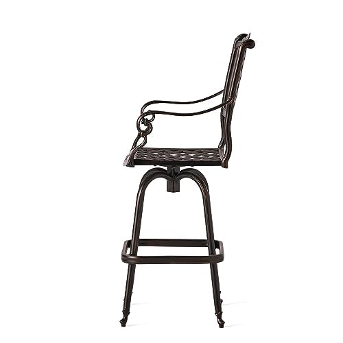 Christopher Knight Home Avon Outdoor Cast Aluminum Bar Stools 2-Pcs Set Shiny Copper