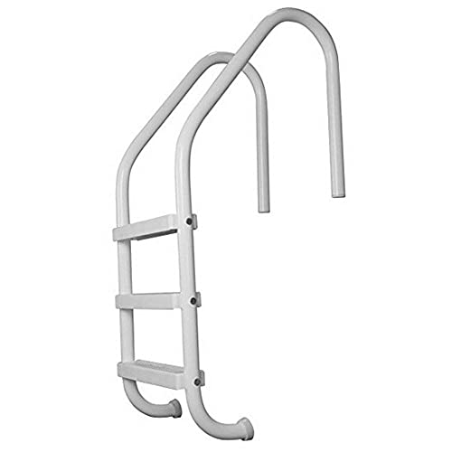 SAFTRON 3 Step High Impact Polymer Pool Ladder with Surface Mounting Base 2 Pack White