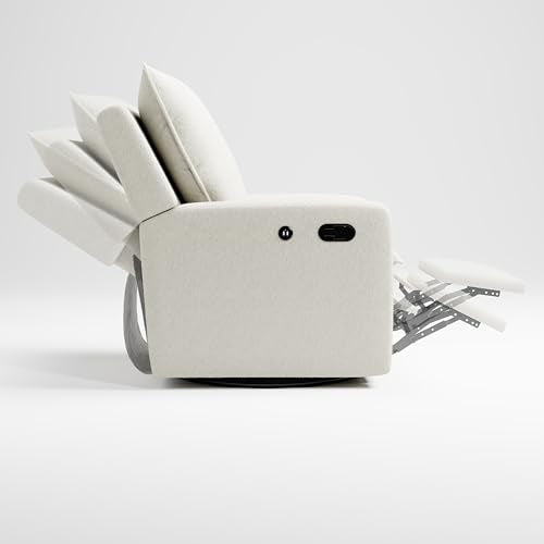Storkcraft Timeless Recliner Glider with USB Ivory Boucle