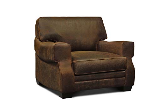 Hello Sofa Home Cordova 100% Top Grain Leather Mid-Century Armchair Espresso