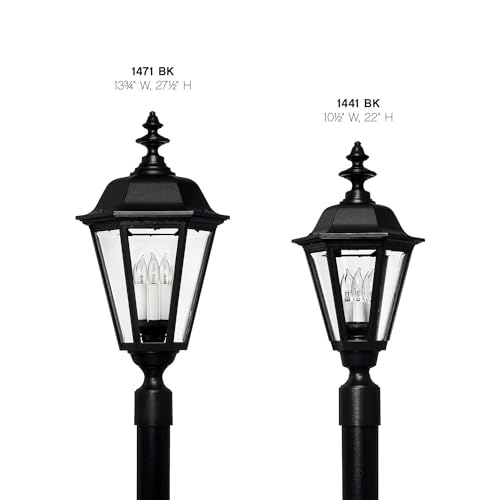 Hinkley Manor House Large Post Top Lantern - Estate Series, Traditional Style, Clear Beveled Glass, Black Finish