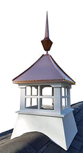 Accentua Charleston Cupola with Copper Finial, 24 in. Square, 63 in. High, White with Copper Roof