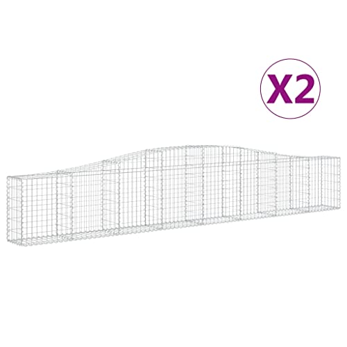 Arched Gabion Baskets 2 pcs Galvanized Iron for Outdoor Plants White Black