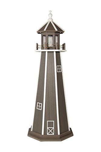 Furniture Barn USA 4' Standard Coastal Gray and White Poly Lighthouse Solar Light