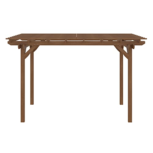 Outsunny 12' x 10' Outdoor Wood Pergola Gazebo for Climbing Plants Brown