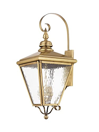 Livex Transitional Four Light Outdoor Wall Lantern Cambridge Collection Antique Brass