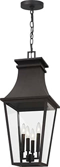 Minka Lavery Gloucester Clear Glass Outdoor Pendant Light Fixture, 4-Light, 29" H x 12" W, Sand Coal