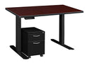 Regency Esteem Single Pedestal Height Adjustable Desk 42" Mahogany/Black
