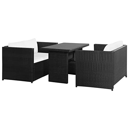 Xinxinxiang 3 Piece Patio Set with Cushions Black