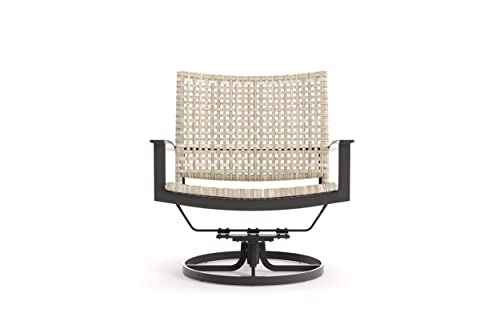 Winston Jasper Swivel Rocker Lounge Chair Textured Pewter Frame Finish/Beechwood Weave