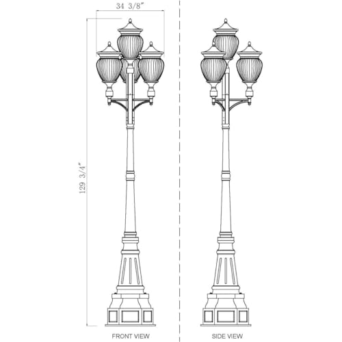 Z-Lite Davina 4 Light Outdoor Post Mounted Fixture Black