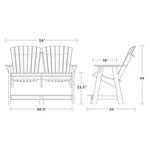 Wildridge Heritage Double High Adirondack Chair Dark Gray/White