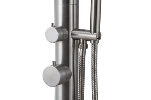 Wayime 91" Separable&Composable Free-Standing Brushed Stainless Steel 304 Rainfall Outdoor Shower Silver