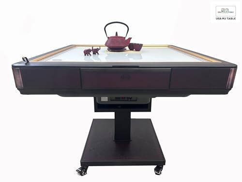 usamjtable American Style Ultra-Thin Automatic Mahjong Table with 36mm Numbered Tiles and Reversible Cover