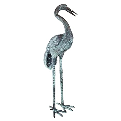 Design Toscano Large SU2210 Head Low Crane Bird Fountain Water Feature 35 Inch Green Verdigris