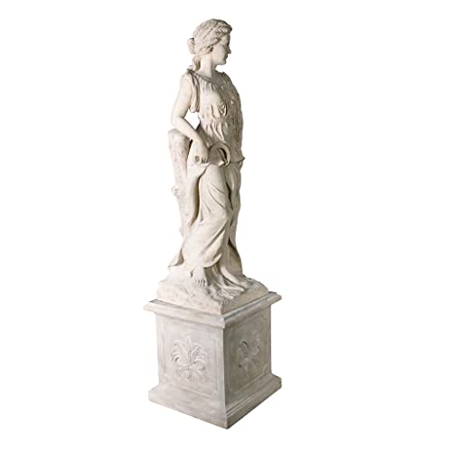 Design Toscano Summer Woman of the Four Seasons Garden Statue with Plinth 87 inch Ancient Ivory