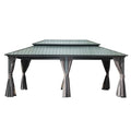 LOPOO Hardtop Gazebo Aluminum with Galvanized Steel Double Roof Gray