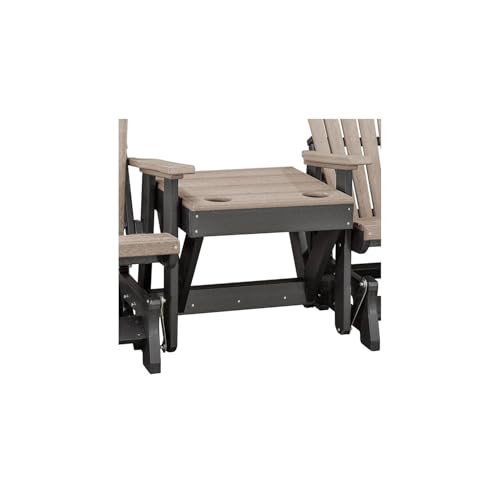 American Furniture Classics Double Glider with Table Weatherwood and Black