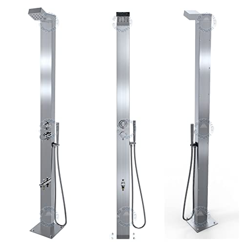No Worries Products Bondi Silver ADA 316 Marine Grade Stainless Steel Outdoor Shower Panel Brushed Stainless Steel