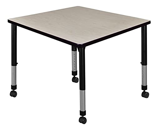 Regency Kee Height Adjustable Mobile Square Classroom Table 36" Maple