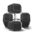 WF Athletic Supply Rubber Coated Solid Steel Cast-Iron Dumbbells 110 LB Pair Yellow