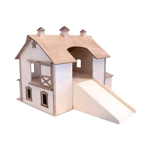 AmishToyBox.com Large Pennsylvania Bank Barn Toy Deluxe Wooden Design Natural