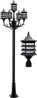 DABMAR LIGHTING GM1805-LED16-B Stephanie Post Light Fixture 5 X 16 Watt LED Black White
