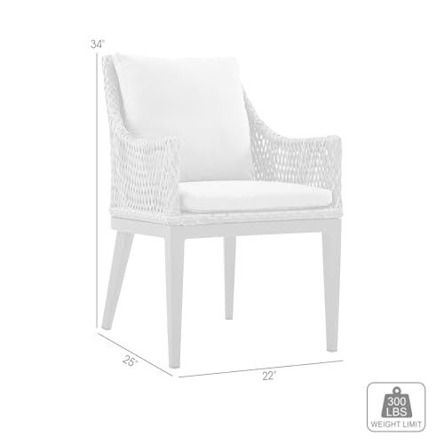 Armen Living Grenada Outdoor Wicker Aluminum Dining Chair Set of 2 Beige