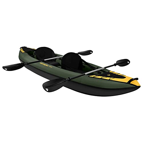 Retrospec Coaster 2 Person Inflatable Kayak - Portable Ripstop Polyester Blow up Kayak Wild Spruce