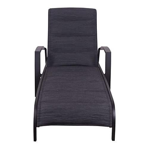 Courtyard Casual Santorini Collection 2-Piece Padded Sling Chaise Lounge Chairs Black