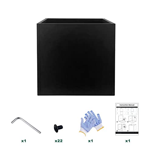 GZGNEEVL Galvanized Steel Planter Box Large Square Black 32-Inch