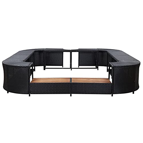 OUSEE Square Spa Surround Black Poly Rattan