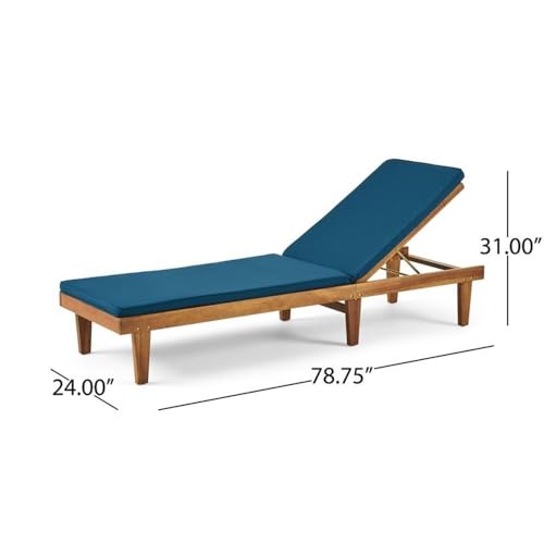 Noble House Nadine Outdoor Wood 3-Pc Chaise Lounge Set Blue