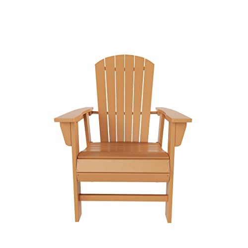 WO WESTIN OUTDOOR 4-Piece Adirondack Dining Chair Set with Table and Bench, Weather Resistant HDPE, Teak