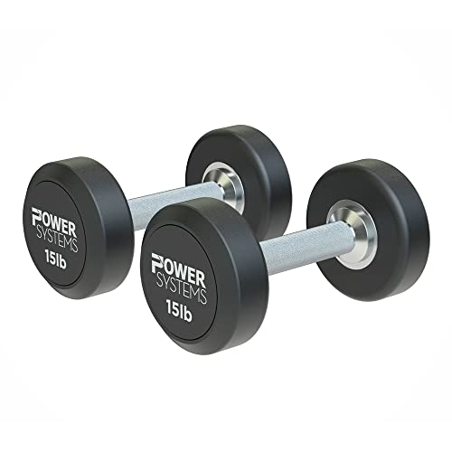 Power Systems ProStyle Round Rubber Dumbbell Pairs 95 Black