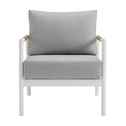 Armen Living Royal Modern Outdoor Patio Conversation Set 4 Piece White