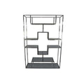 Benzara Adena 76 Inch Tall Plant Stand Geometric Style Metal Shelves Silver