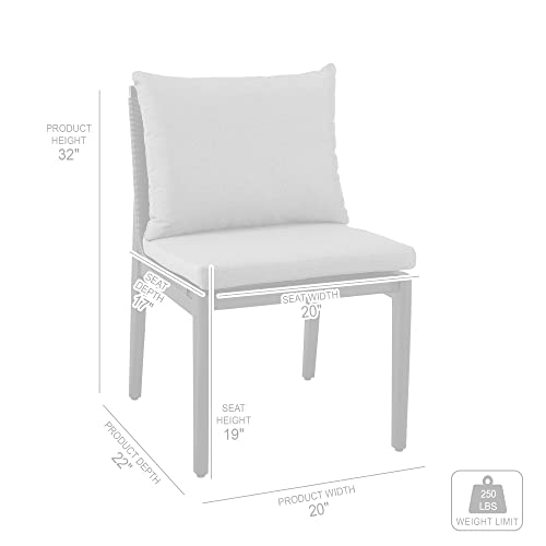 Armen Living Cayman Outdoor Patio Dining Chairs Set of 2 Aluminum with Dark Grey Cushions