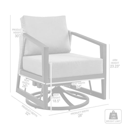 Armen Living Palma Aluminum Outdoor Swivel Lounge Chair Gray