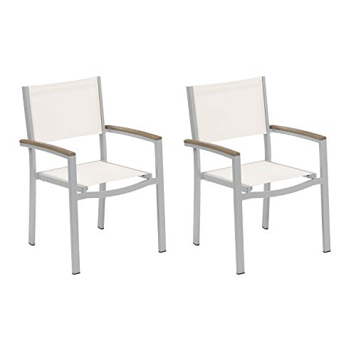 Oxford Garden Travira Sling Armchair Set of 2 - Natural Sling with Vintage Tekwood Armcaps