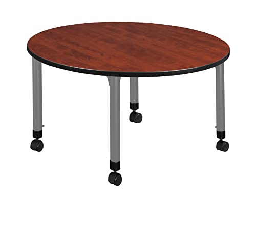 Romig 48" Round Height Adjustable Classroom Table Cherry/Grey
