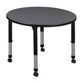 Regency Kee Height Adjustable Mobile Round Classroom Table 36" Grey