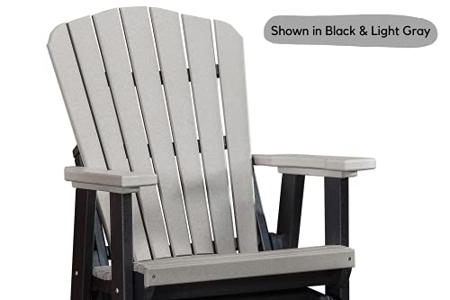 DutchCrafters Slat Fan Back Poly Balcony Adirondack Swivel Glider with Footrest Outdoor Patio Chair Tudor Brown & Weatherwood