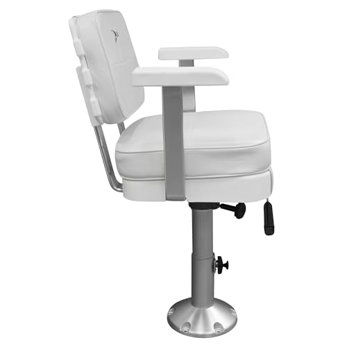 Wise Ladder Back Helm Chair with Adjustable Height Pedestal and Seat Slide White