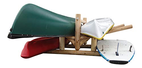 Log Kayak Rack 2-Canoe + 2-Kayak/SUP Storage Unfinished